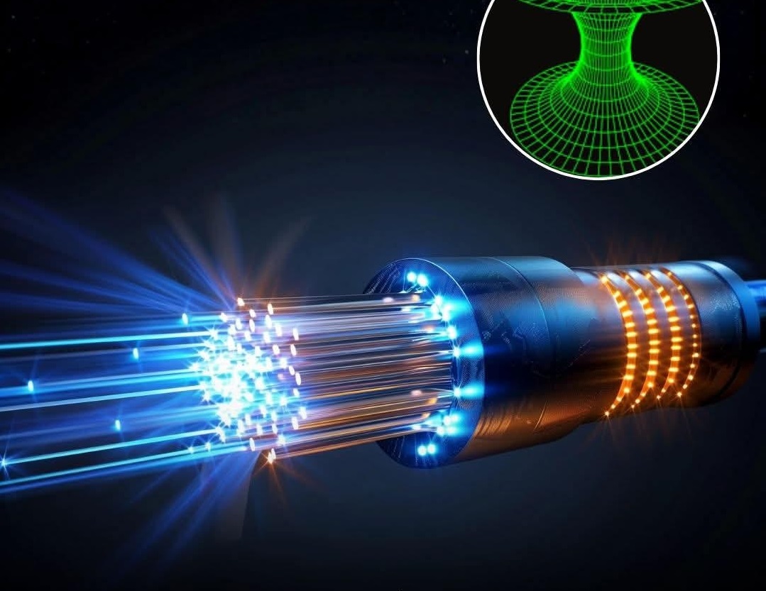 cable de fibra óptica y entrelazamiento cuántico para el internet cuántico.